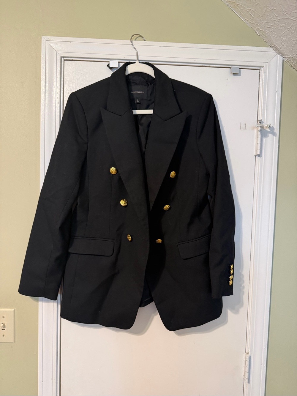 Banana Republic Black Double-Breasted Blazer with Gold Buttons